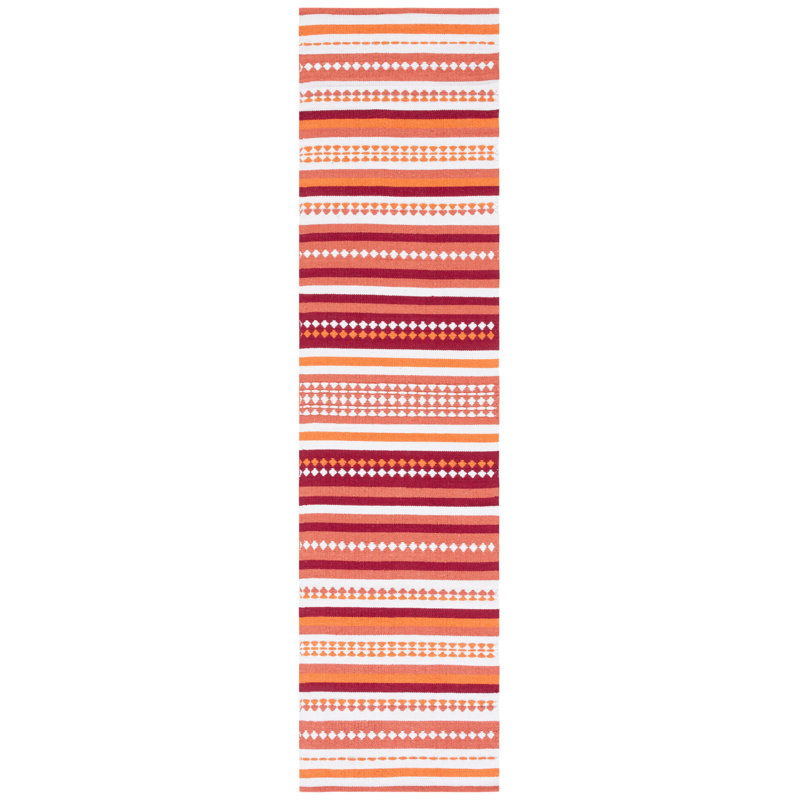 Adamsen Hand Woven Cotton Striped Rug, Runner 2'3" x 9'
