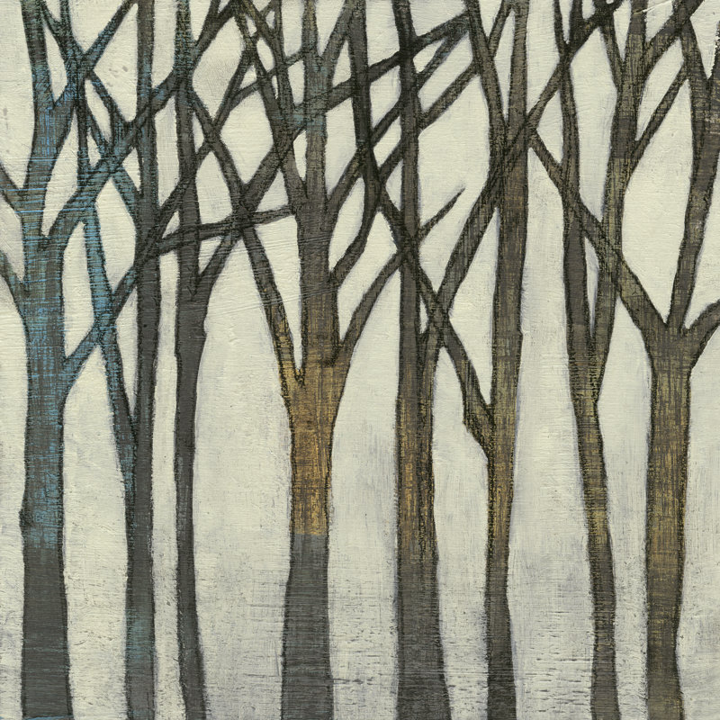Birch Line II by Jennifer Goldberger - Wrapped Canvas Painting, 30cm H x 30cm W