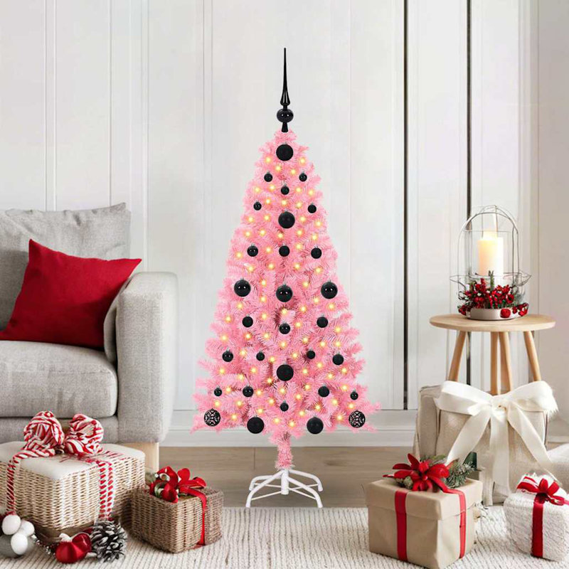 Christmas Tree with 150 LEDs with Stand PVC, Black, 3.94' H