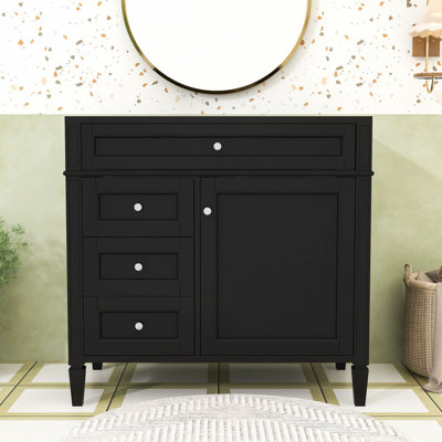 Meuble-lavabo de salle de bain sans lavabo supérieur, armoire de rangement de salle de bain avec 2 tiroirs et un tiroir basculant