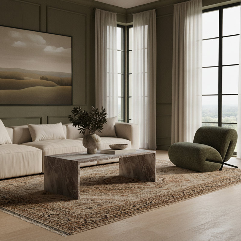 Table basse Olas, Marbre brun