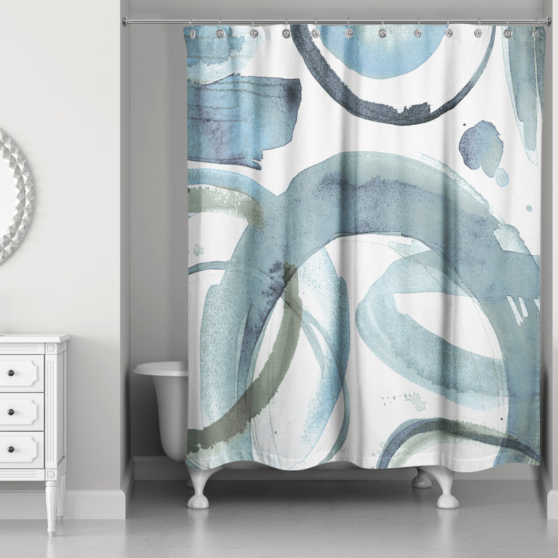 Rideau de douche simple Krol, Abstrait bleu