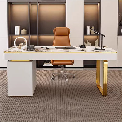 Bureau blanc avec tiroirs en pierre blanche avec tiroirs