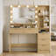 Dressing Table With USB Charge Make-up Desk Multi-storage Vanity Table-1865347908