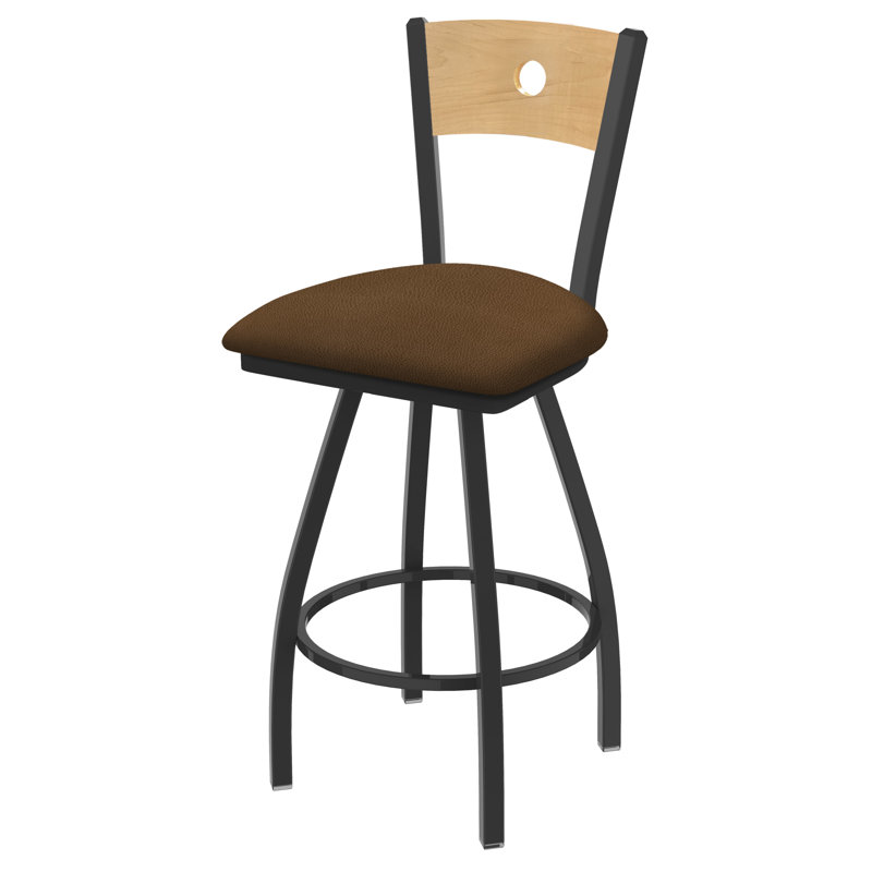Tabouret pivotant Voltaire, Étain, 25, Siège Rein Thatch / finition érable naturel