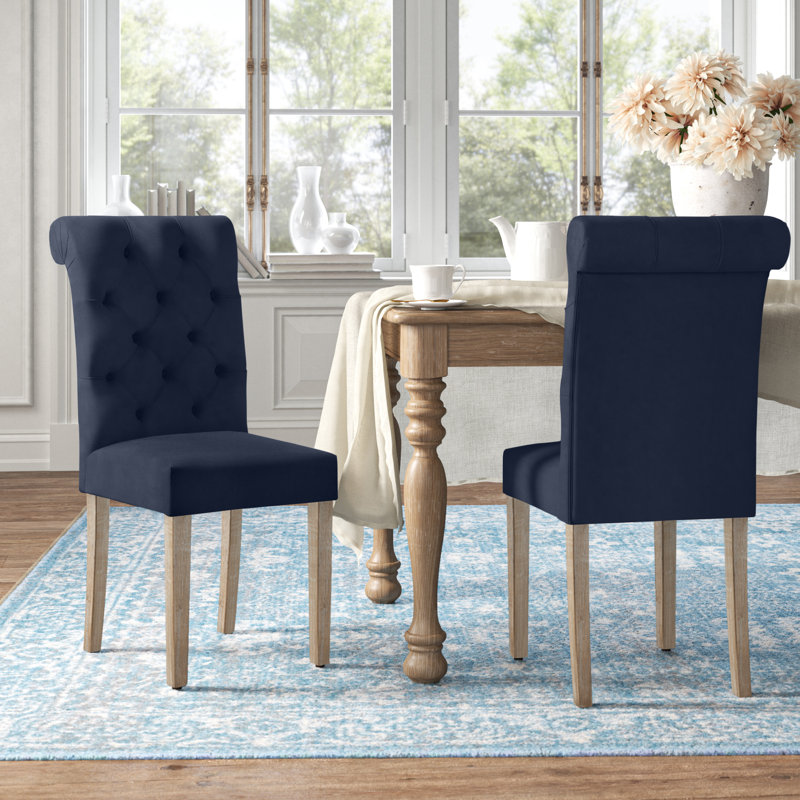 Chaise d'appoint rembourrée à dossier roulé Monarda, Bleu