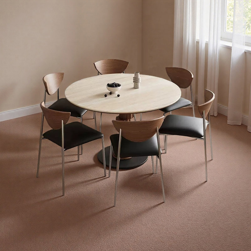 Table ronde unique et élégante, 7 pièces : table, 6 chaises, H 29,52 po x l 47,24 po x P 47,24 po