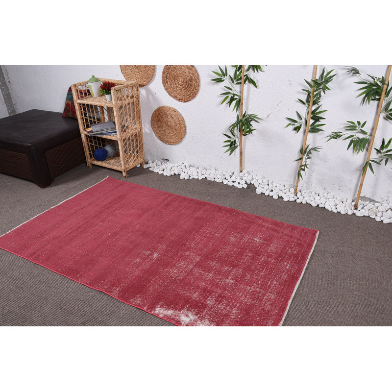 Tapis rétro, tapis rouges, tapis rétro, tapis moderne, tapis décoratif 3,8 x 6,3 pi, tapis turc