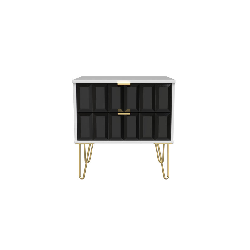 Allem 2 Drawer Midi Chest (Ready Assembled), Deep Black/White