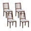 Ensemble de 4 chaises de cuisine rembourrées en tissu de lin, chaises de salle à manger traditionnelles en bois massif avec pieds décoratifs tournés, chaises latérales verticales à dossier en lattes avec panneau central rembourré pour salle à manger, salon, brun-1464630511