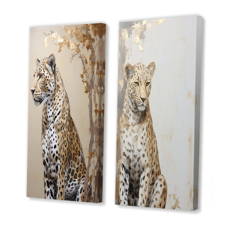 «Cheetahs Fleetage Moments» - ensemble de 2 reproductions d'art sur toile guépard, H 28 po x l 25 po, Toile tendue