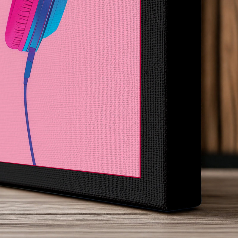 Pop Headphones Modern - Wrapped Canvas, 24x16 - 61.0 x 40.6 cm, Black Border