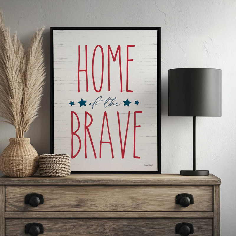 Impression sur toile Home of the Brave, L 12 po x H 16 po, Toile avec cadre, Noir