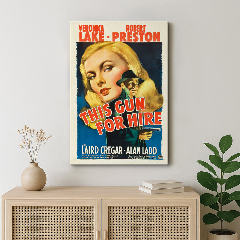 Art rétro, affiche de film détective noir, H 24 po x l 16 po x P 1,5 po, Toile tendue