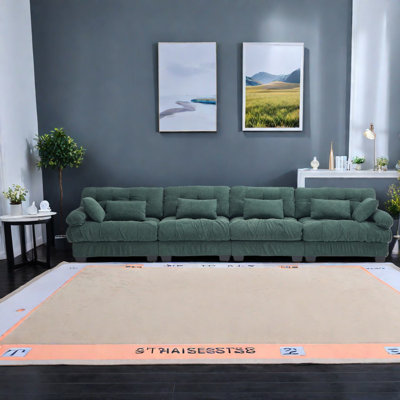 Canapé modulaire spacieux en bois à assise profonde de 158 pouces pour la maison