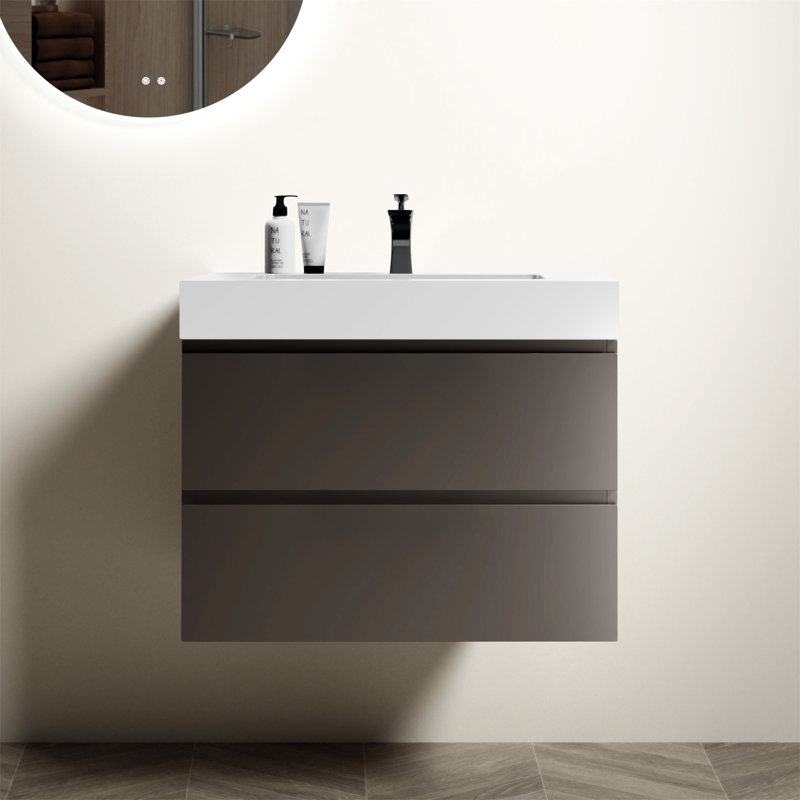 Meuble-lavabo de salle de bain 30 po avec tiroir Alice, Gris