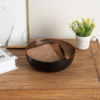 Decorative Black Hammered Table Fruit Bowl
