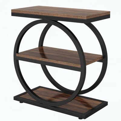 3-Tier Sofa Side Table with Industrial Style