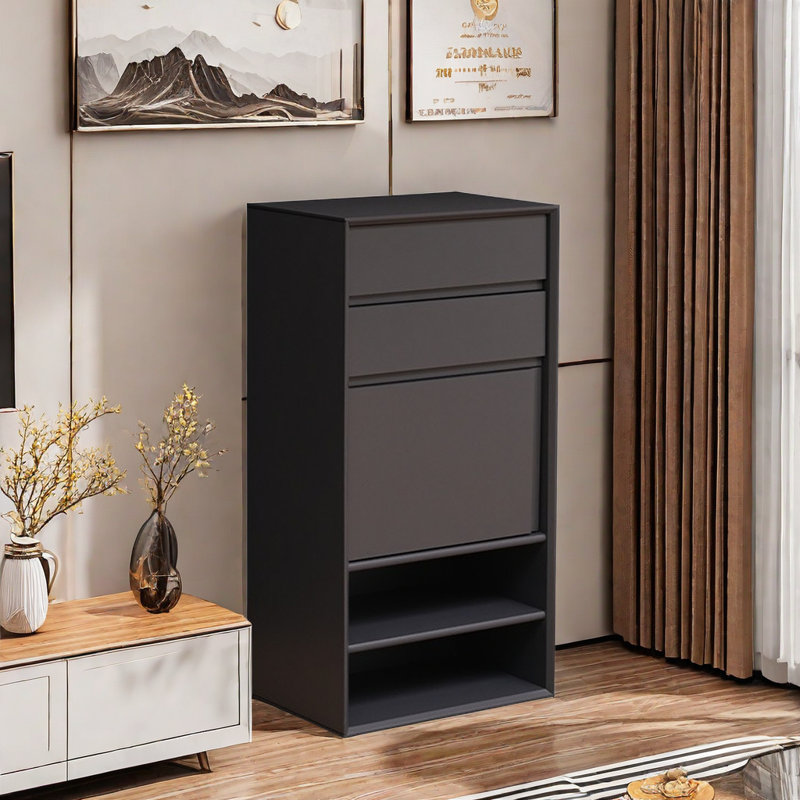 Armoire d'entrée en bois massif 10 paires pour chaussures, Gris