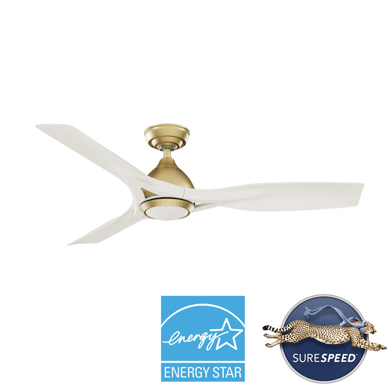 Casablanca 54 inch Elise ENERGY STAR®  Damp Rated Ceiling Fan with Lights and Wall Control