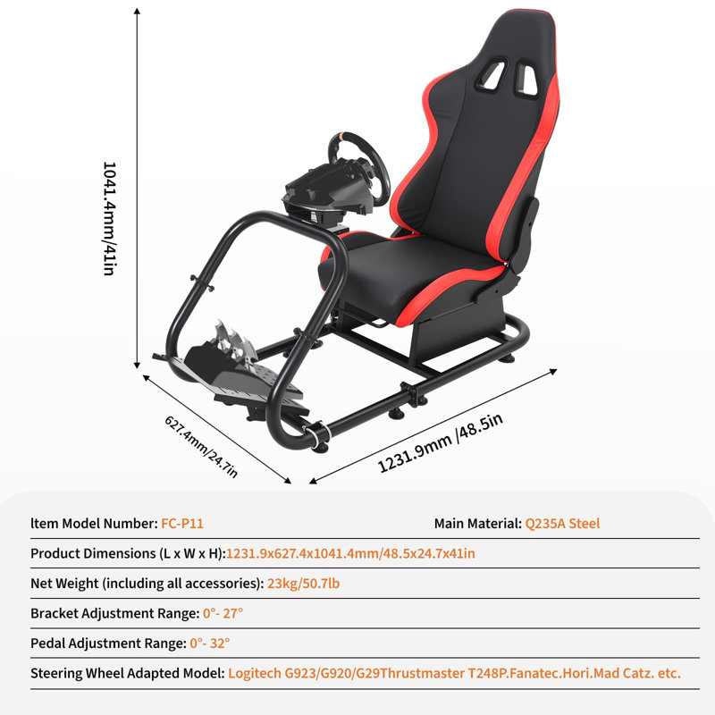 Racing Wheel Stand,Foldable Racing Simulator Cockpit for g923/g920/g29, Steering Wheel Stand & Foot Pedal Angle Adjustable,Sim Racing Cockpit
