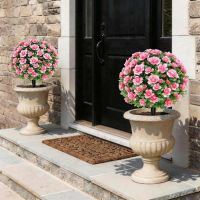2 Pack Artificial Crabapple Blossom Topiary Trees