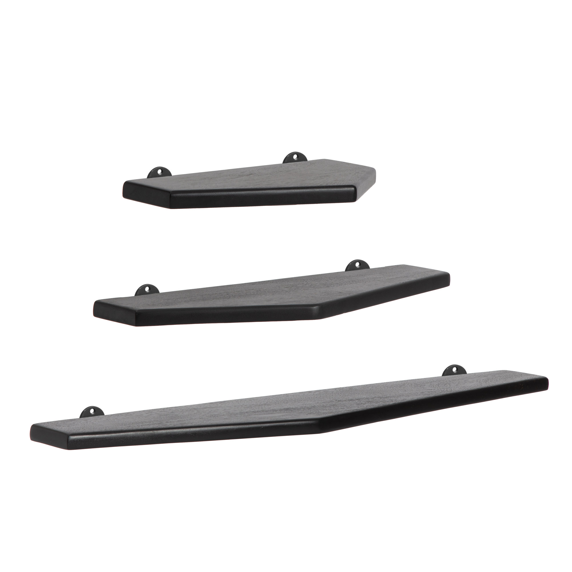 Glennon 3-Piece Solid Wood Floating Shelves, Black