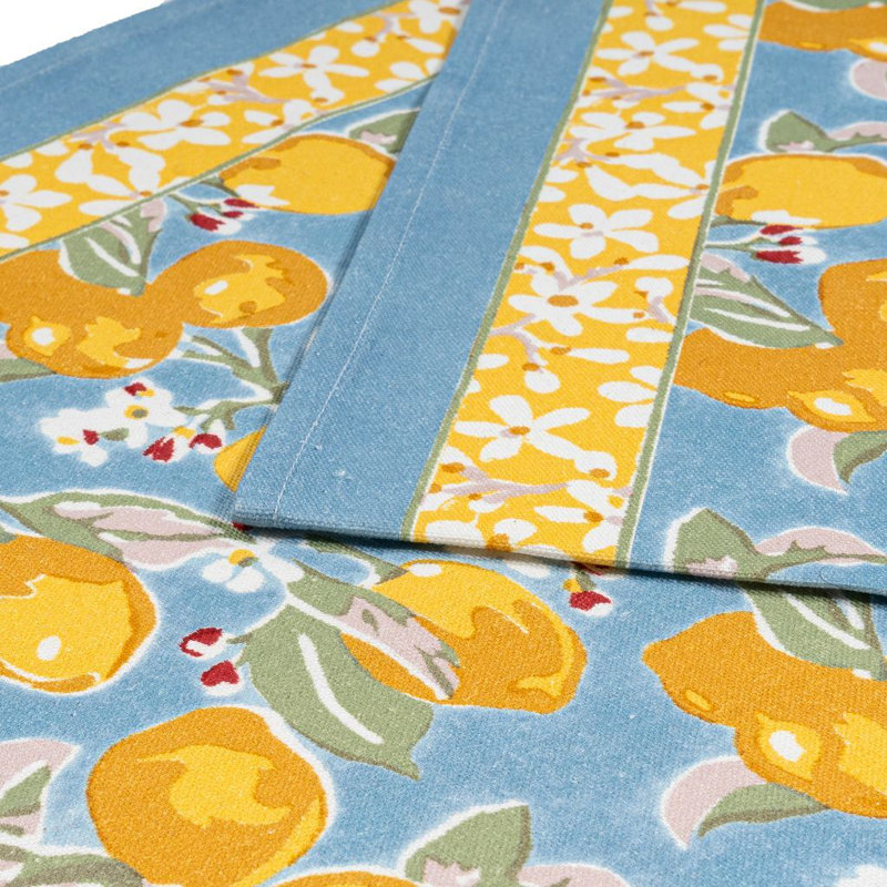Aazad Tablecloth, 72" L x 16" W, Blue/Yellow