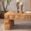 Rectangle Coffee Table with 3D Carved Details for Living Room