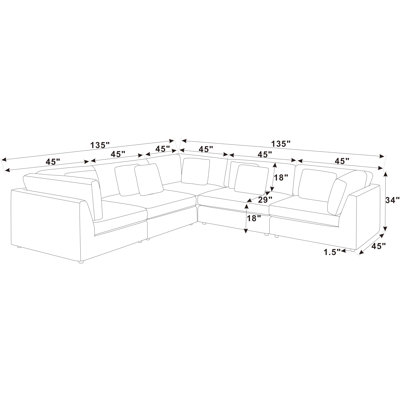 Nilufar Corduroy L-Shaped Sectional