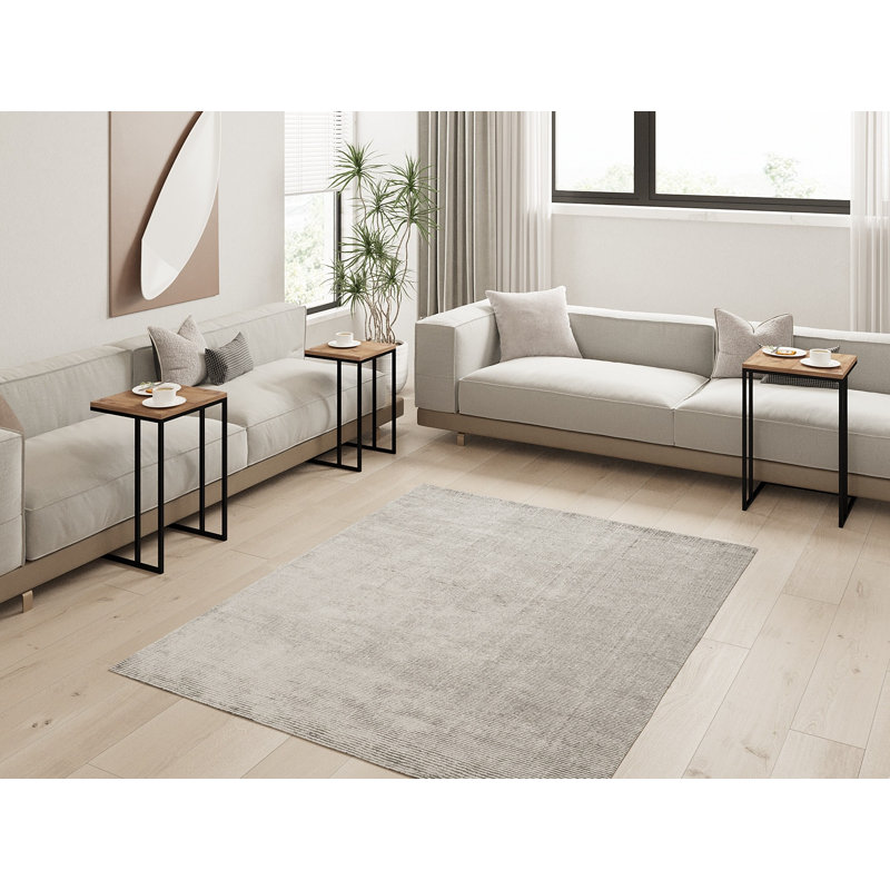 Modern Nesting Table Set (3 Pieces), Atlantic Pine & Black, 15.7 x 24.3 x 15.7 inches | 100% Melamine Coated Particle Board, 0.7 in Thickness | Sturdy Metal Frame, Stylish Industrial Design for Home & Office Spaces
