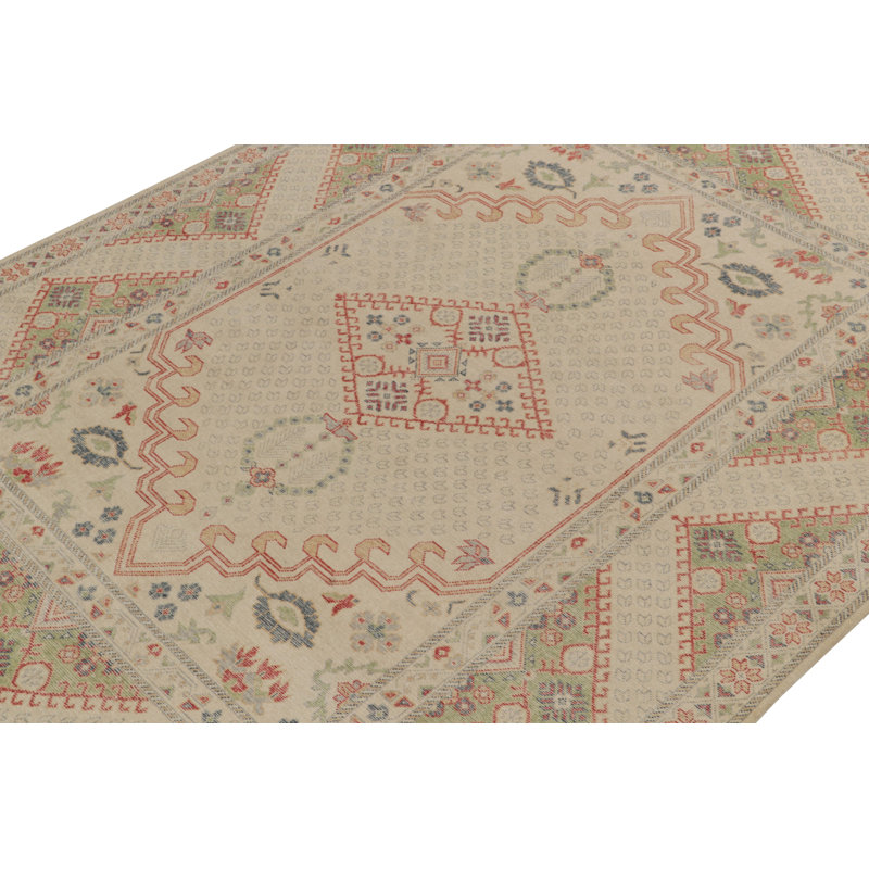 Distressed Homage Hand Knotted Wool Geometric Area Rug, Rectangle 5' x 7'