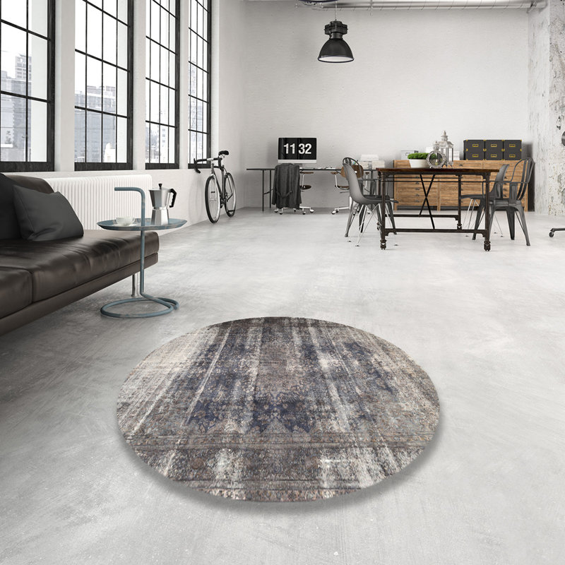 Tapis traditionnel gris / mauve Androscogin, Rond 3 pi