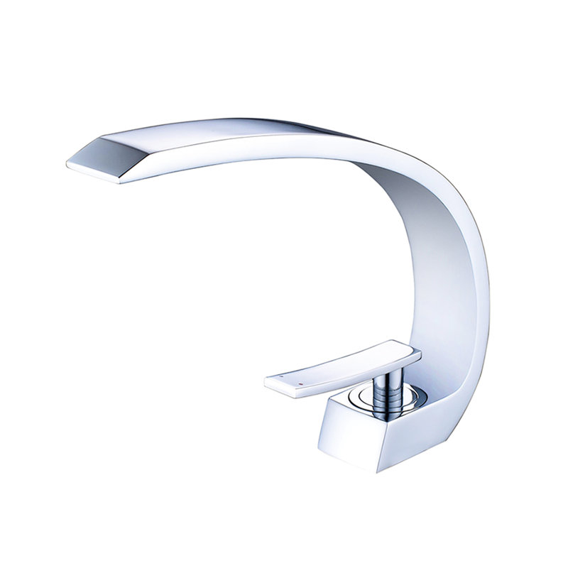 Robinet pour salle de bain Modern Waterfall - Robinet monotrou avec finition nickel, Chrome chrome