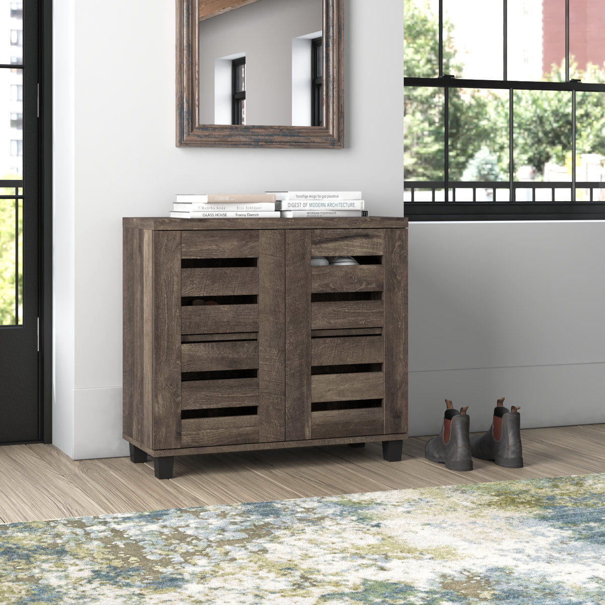 Steelside Millan 12-Pair Shoe Storage Cabinet