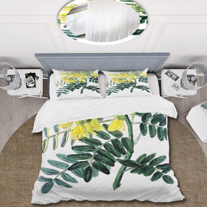 Vintage Yellow Flower II - ensemble de housse de couette traditionnel - microfibre de polyester