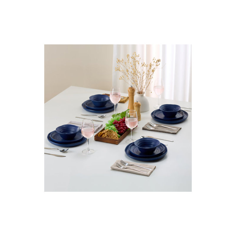  Service de table 12 pièces en grès - service pour 4