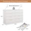 Commode à 8 tiroirs l 47 po avec poignées mentales, commode de style campagne pour chambre à coucher, salon, couloir-1413786694