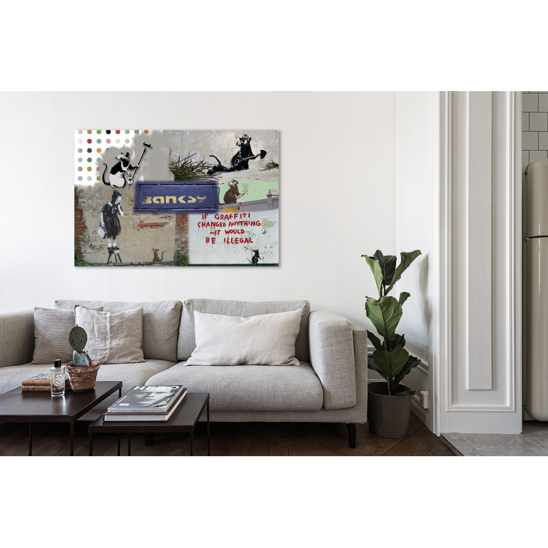 Rat Collage by Banksy - Wrapped Canvas Print, 81 cm H x 122 cm W x 4 cm D