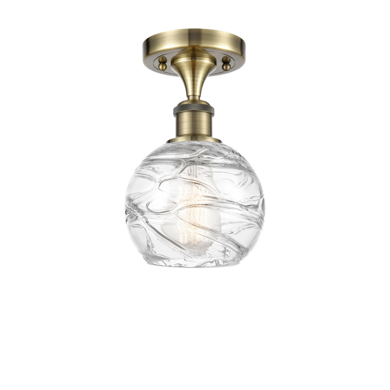 Plafonnier semi-encastré 1 lumière 8 po Anie, Ampoule DEL 6 watts Vinage, H 11 po x l 6 po x P 6 po, Laiton antique