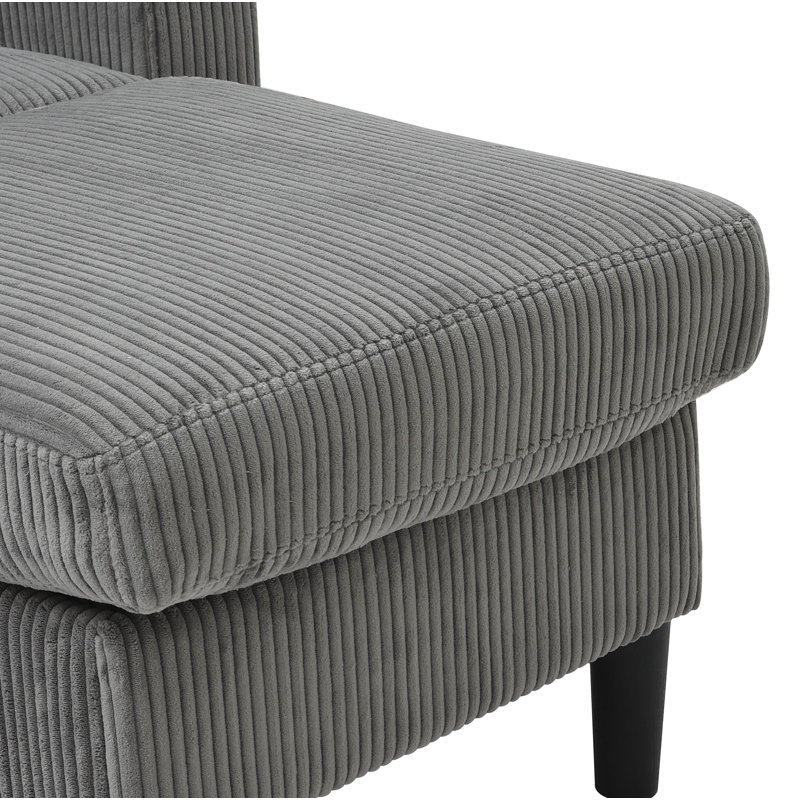 Canapé modulaire gris clair avec repose-pieds avec rangement - Canapé rembourré en forme de L pour les appartements et les pièces compactes