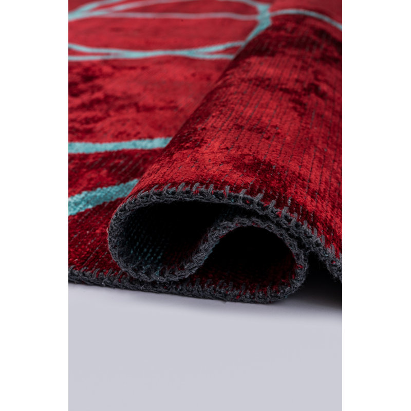 Rapture Green/Red Abstract Luxury Area Rug, Rectangle 7'10" x 11'2"
