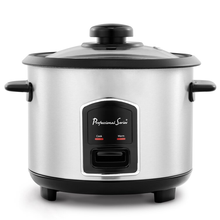 Continental Electric Stainless Steel Rice Cooker with Glass Lid