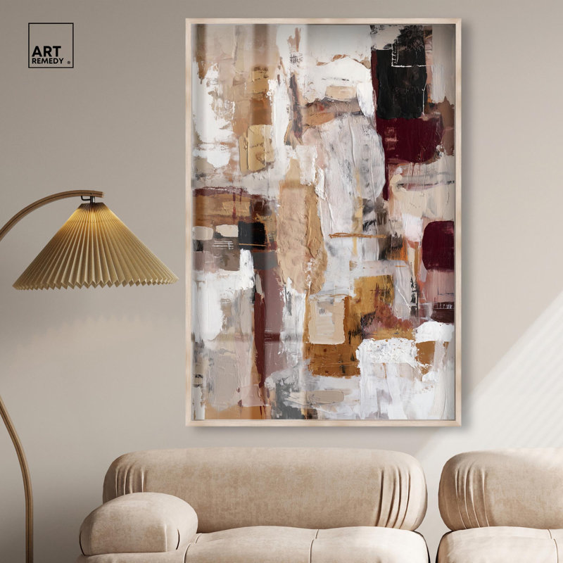 Décoration abstraite abstraite Harmony II par Art Remedy, cadre blond, 36 x 54, H 55 po x l 37 po, Cadre blond