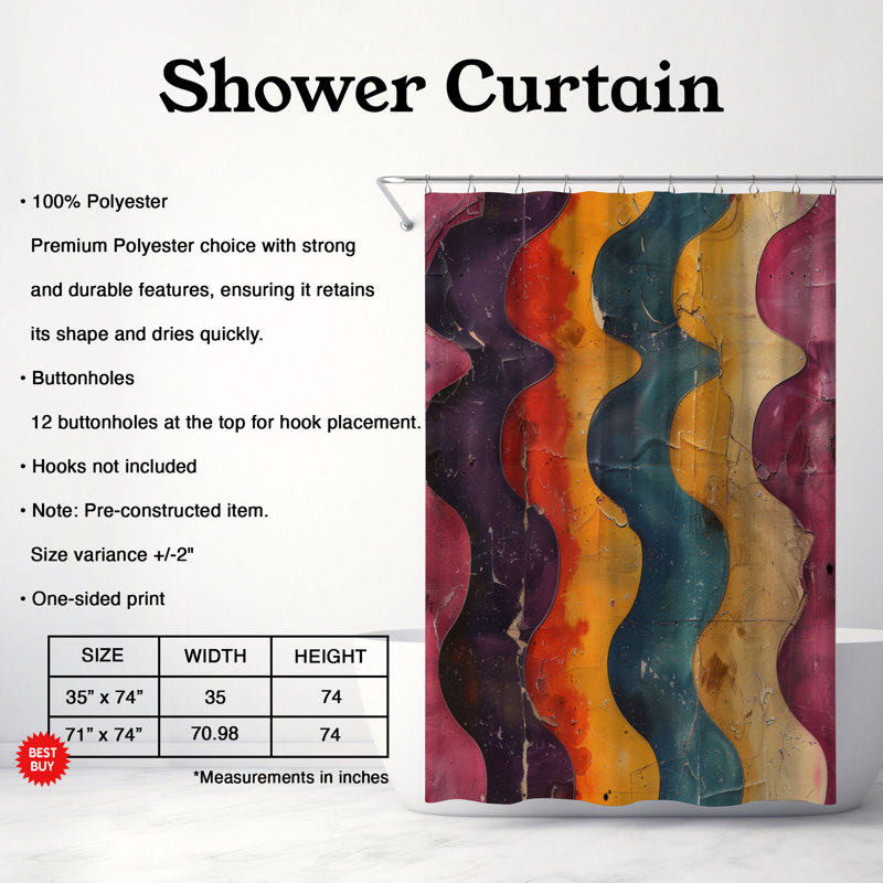 Affiche rétro - Rideau de douche Premium, H 74 po x l 71 po