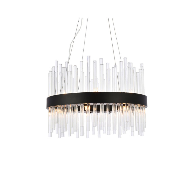 Lustre tambour unique Dalton, Noir, H 14 po x l 20 po x P 20 po, 16 lumières