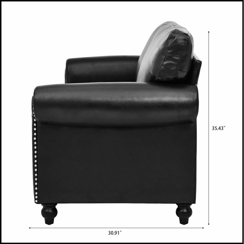 Élégante chaise de canapé à 1 place avec coussin amovible et élégante décoration cloutée argentée, confortable et durable