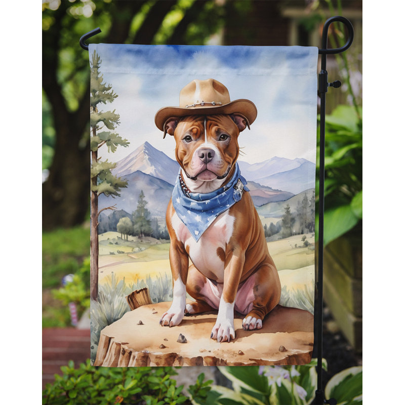Drapeau Cowboy Welcome Garden, Staffordshire bull terrier