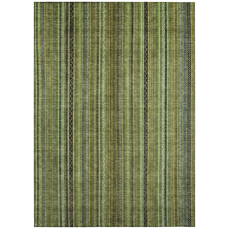 Velatrix Green Washable Indoor-Outdoor Rug - LOOMLAN, 8' x 10'