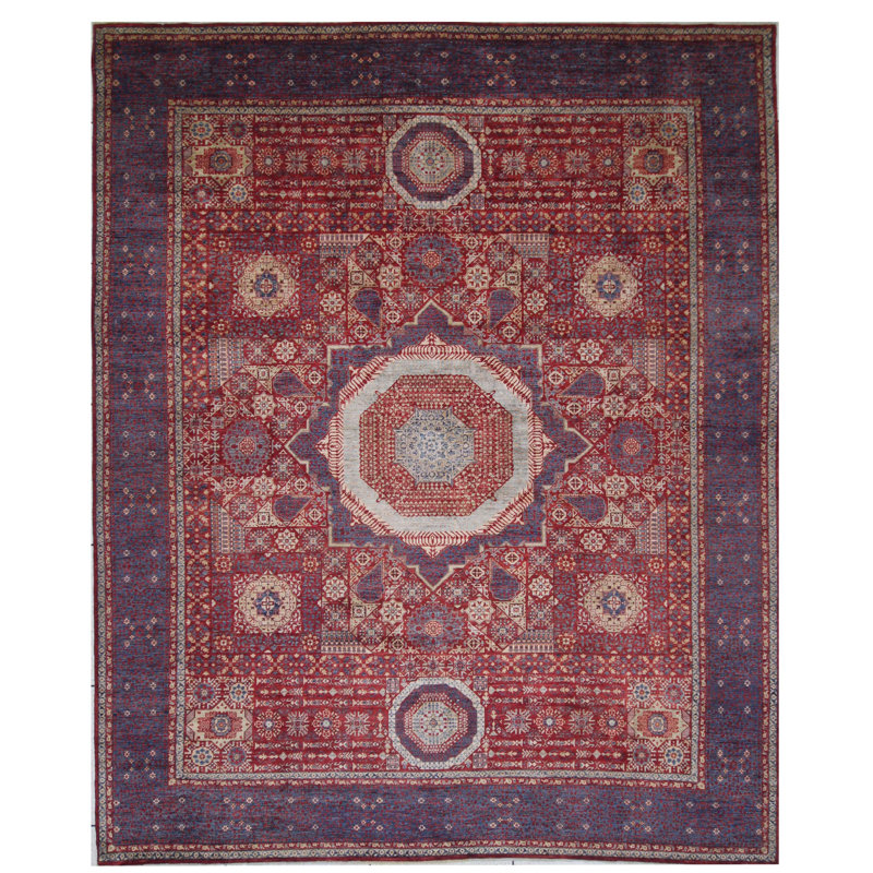 Tapis rectangulaire en laine de conception unique 11 pi 8 po x 14 pi 9 po